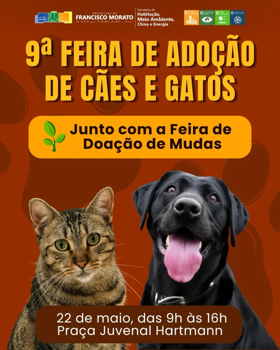 Evento na Praça Juvenal Hartmann reunirá adoção responsável, apoio a protetoras independentes e ação ambiental promovida pela Prefeitura.