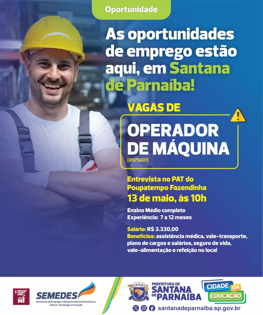 Vagas em Santana de Parnaíba: veja salários, requisitos e horários das entrevistas no PAT Fazendinha