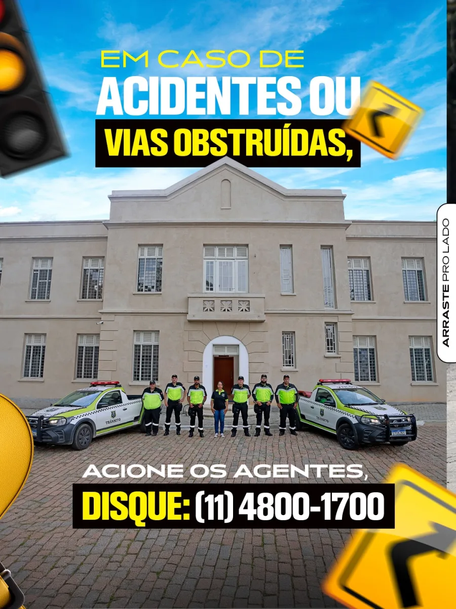Equipes de trânsito de Franco da Rocha orientam moradores sobre atendimento em casos de acidentes e bloqueios viários durante ações da campanha Maio Amarelo.