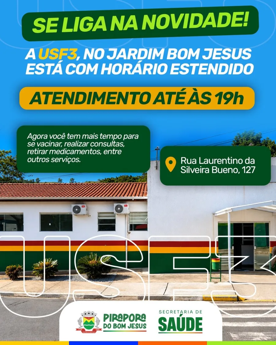 A mudança na USF3 busca facilitar consultas, vacinação e retirada de medicamentos para moradores que não conseguem ir ao posto no horário comercial.