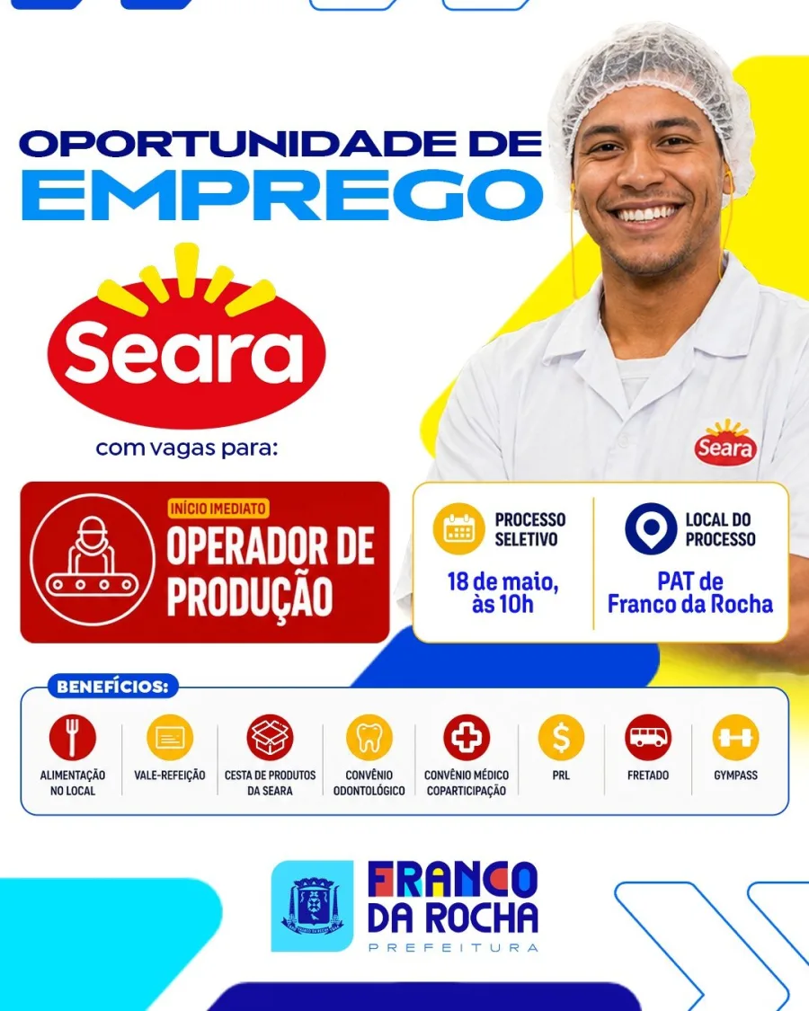 Os interessados devem comparecer ao PAT para consultar o perfil da vaga e retirar carta de encaminhamento para a seleção.