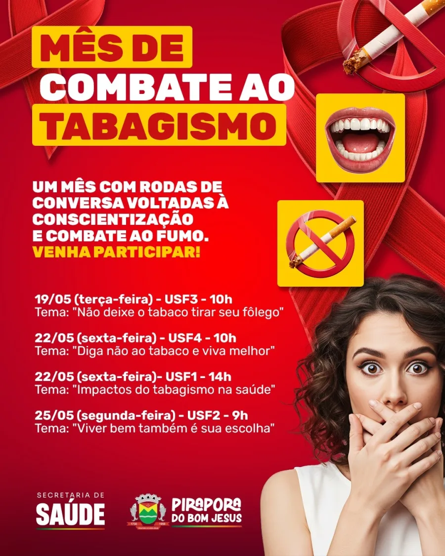 A programação inclui rodas de conversa em diferentes bairros de Pirapora, com temas ligados à prevenção, saúde respiratória e qualidade de vida.
