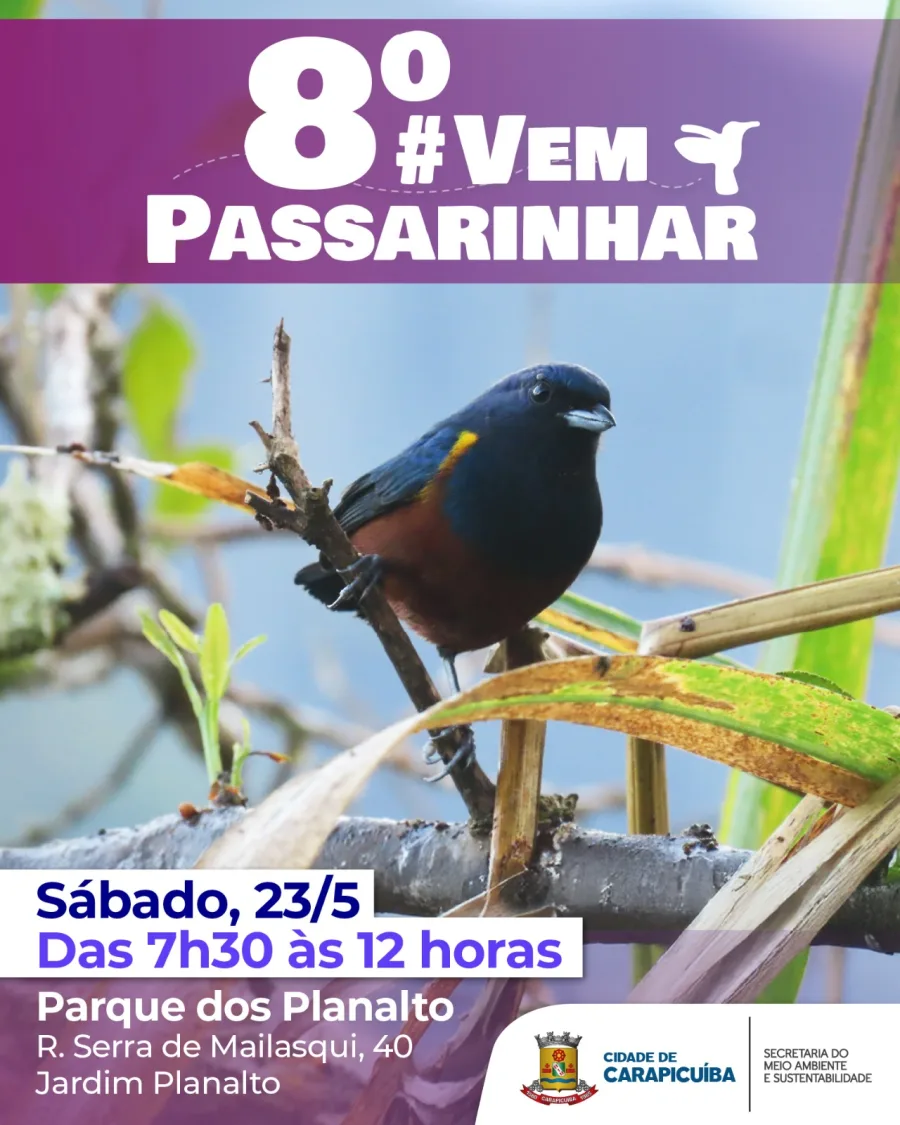 Evento gratuito acontece das 7h30 às 12h e busca ampliar registros de espécies encontradas na cidade.