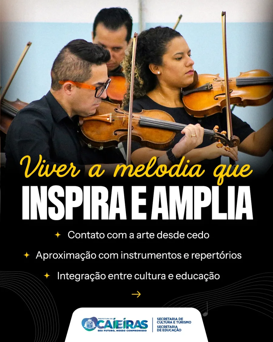 Caieiras levou música clássica para dentro das escolas e colocou crianças em contato com violinos, coral e apresentações culturais.
