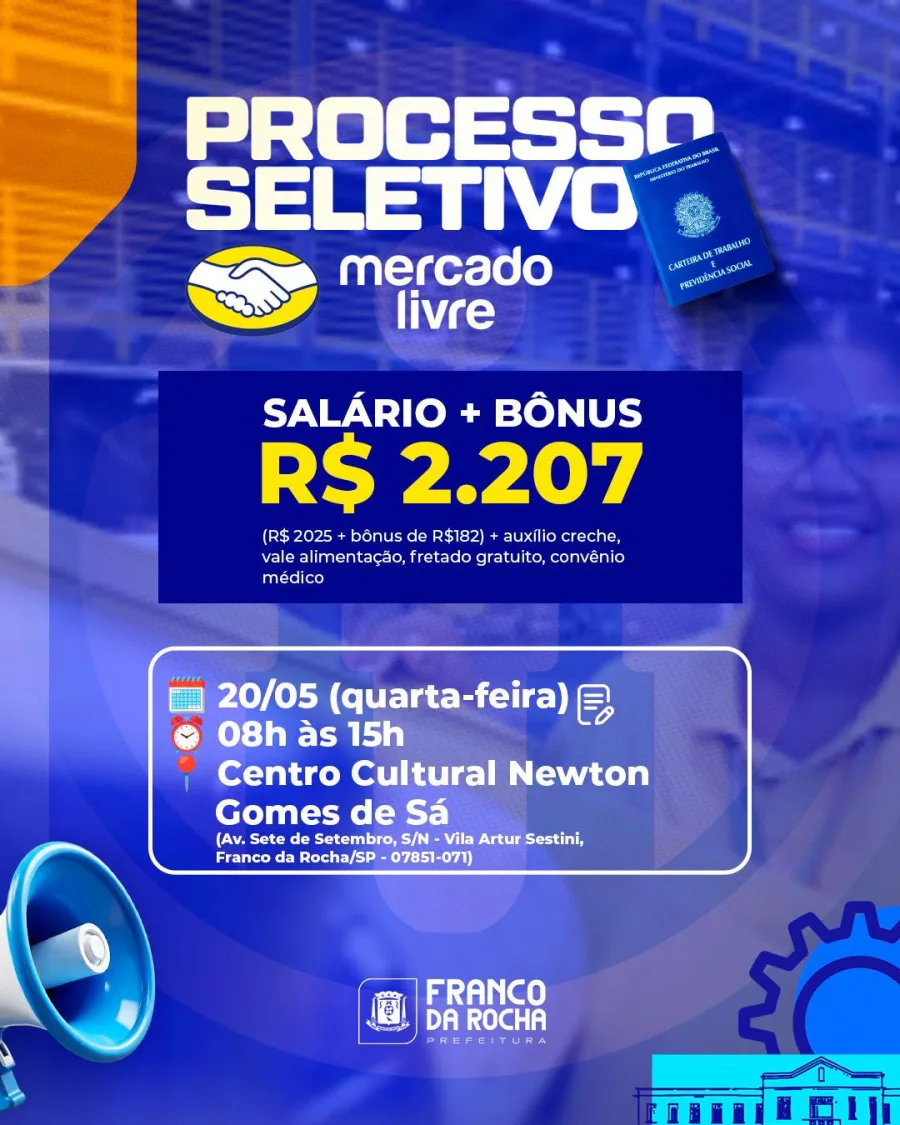 Processo seletivo do Mercado Livre em Franco da Rocha promete atrair candidatos com bônus, convênio e contratação rápida