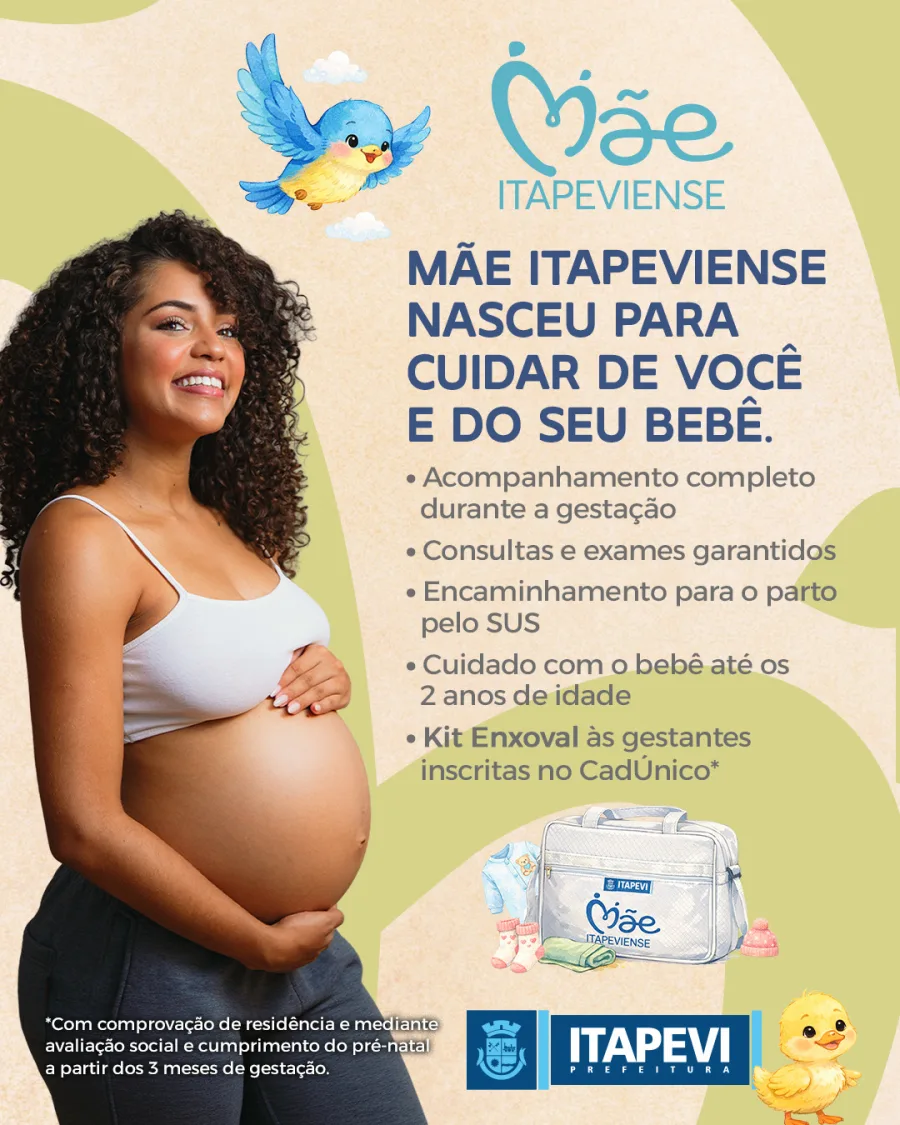 O programa Mãe Itapeviense prevê pré-natal, encaminhamento para parto pelo SUS e acompanhamento da criança até os 2 anos de idade em Itapevi.