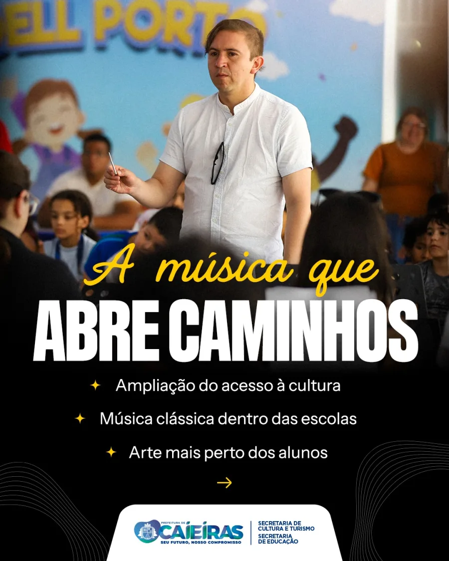 Orquestras e instrumentos passaram a fazer parte da rotina de alunos em escolas municipais de Caieiras, com aulas e oficinas culturais.