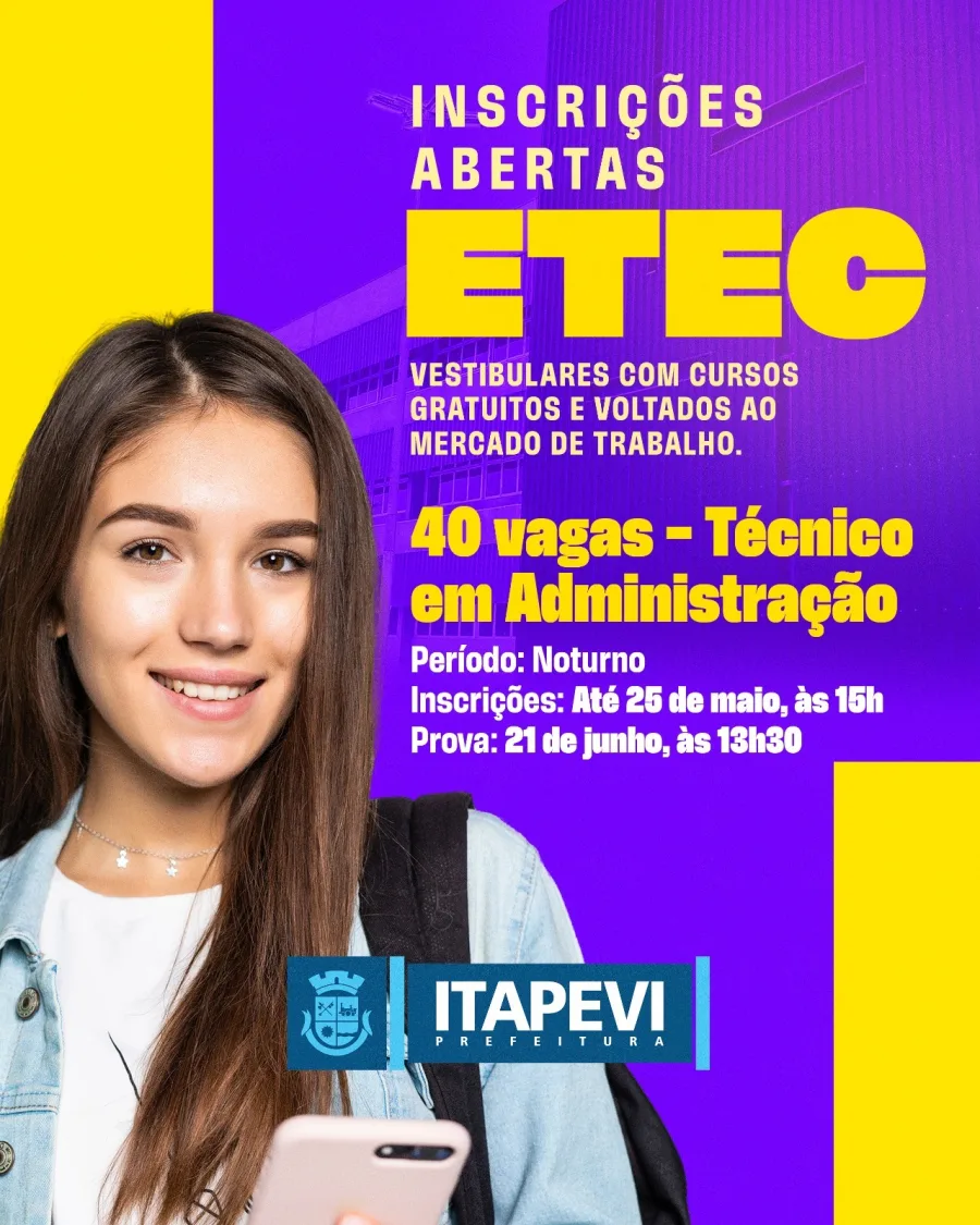 ETEC de Itapevi abre inscrições para curso técnico gratuito em Administração no período noturno