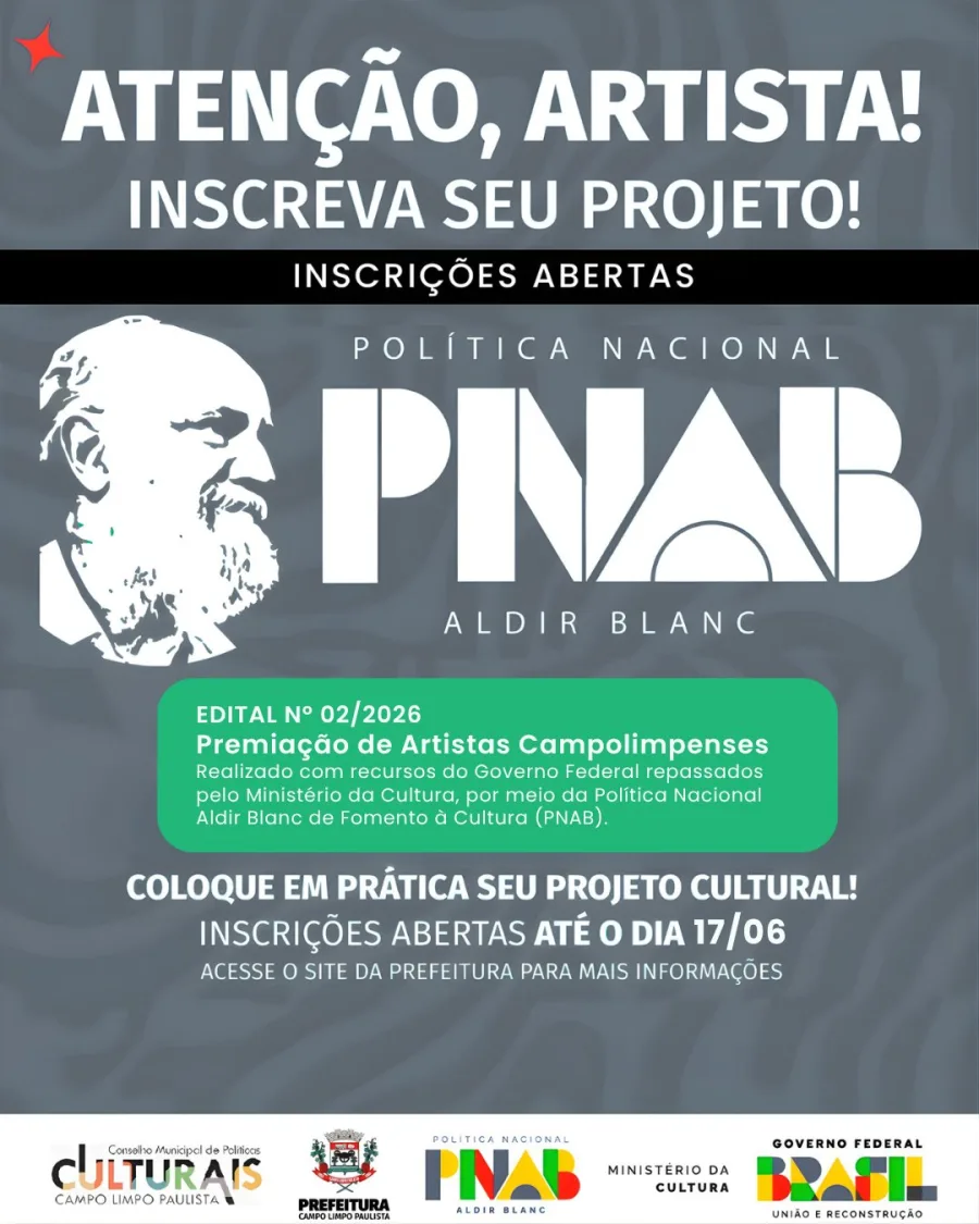 Os interessados poderão se inscrever até 17 de junho para participar da seleção voltada ao incentivo cultural no município.