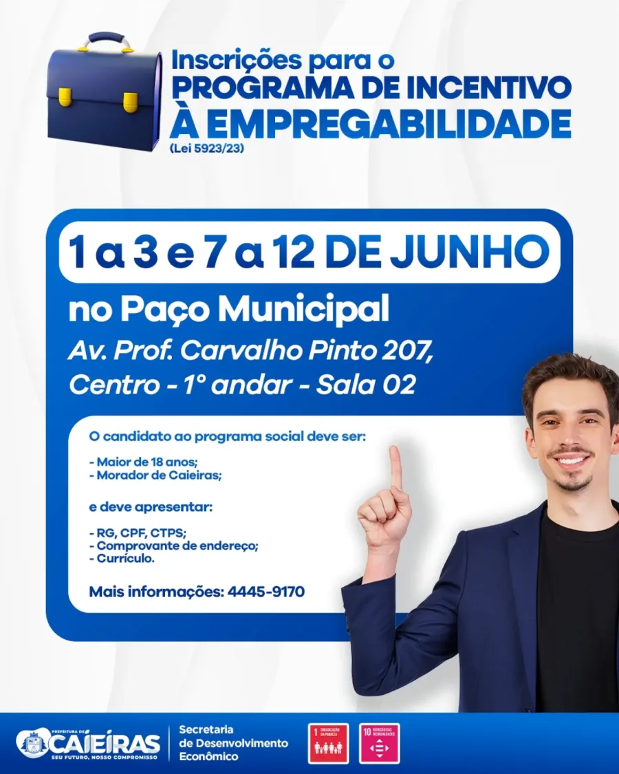 Para participar, os candidatos devem apresentar RG, CPF, carteira de trabalho, comprovante de endereço e currículo durante o período de atendimento.