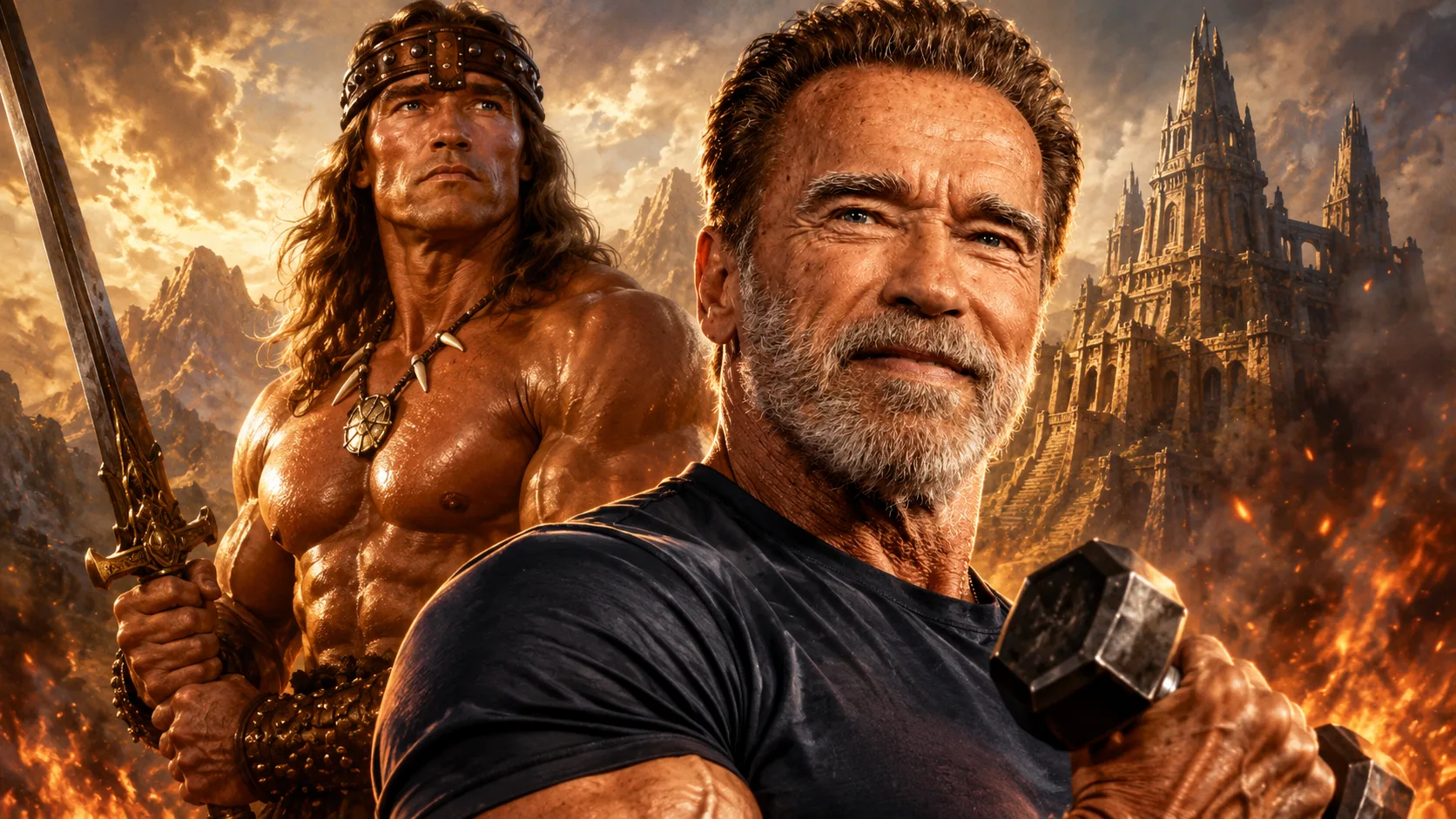 Arnold Schwarzenegger vai lançar novo filme de Conan e fala sobre treinar aos 78 anos: “Não importa a dor, todo dia eu conquisto uma vitória”
