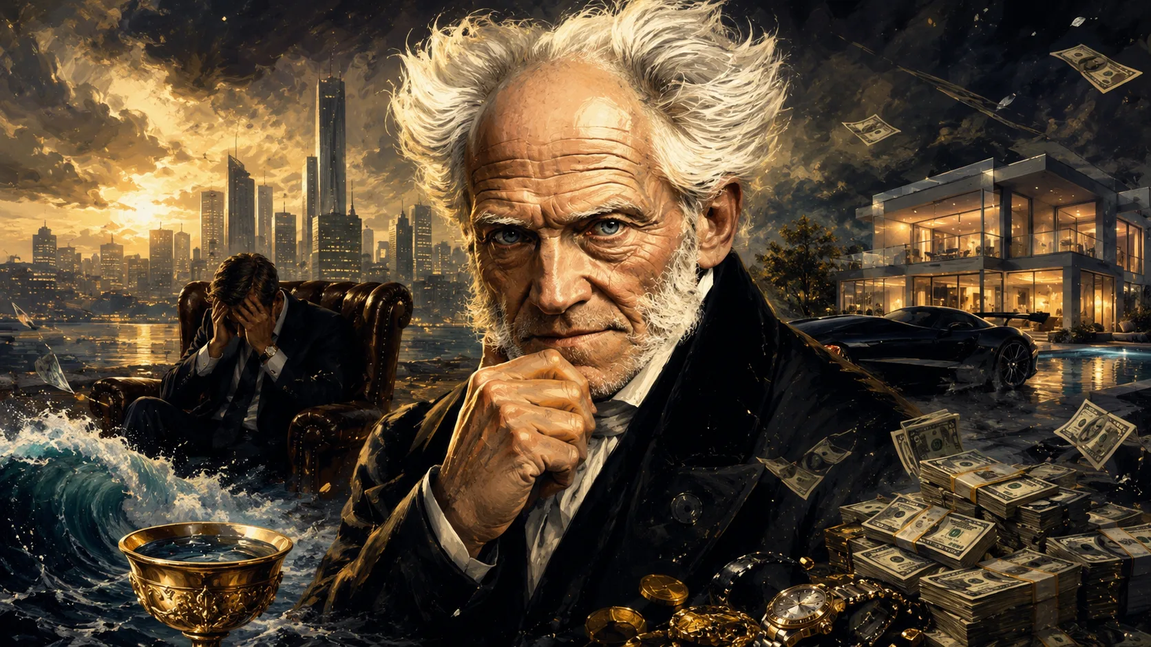 Schopenhauer, filósofo alemão: “Riqueza é como a água salgada: quanto mais se bebe, mais sede se tem”