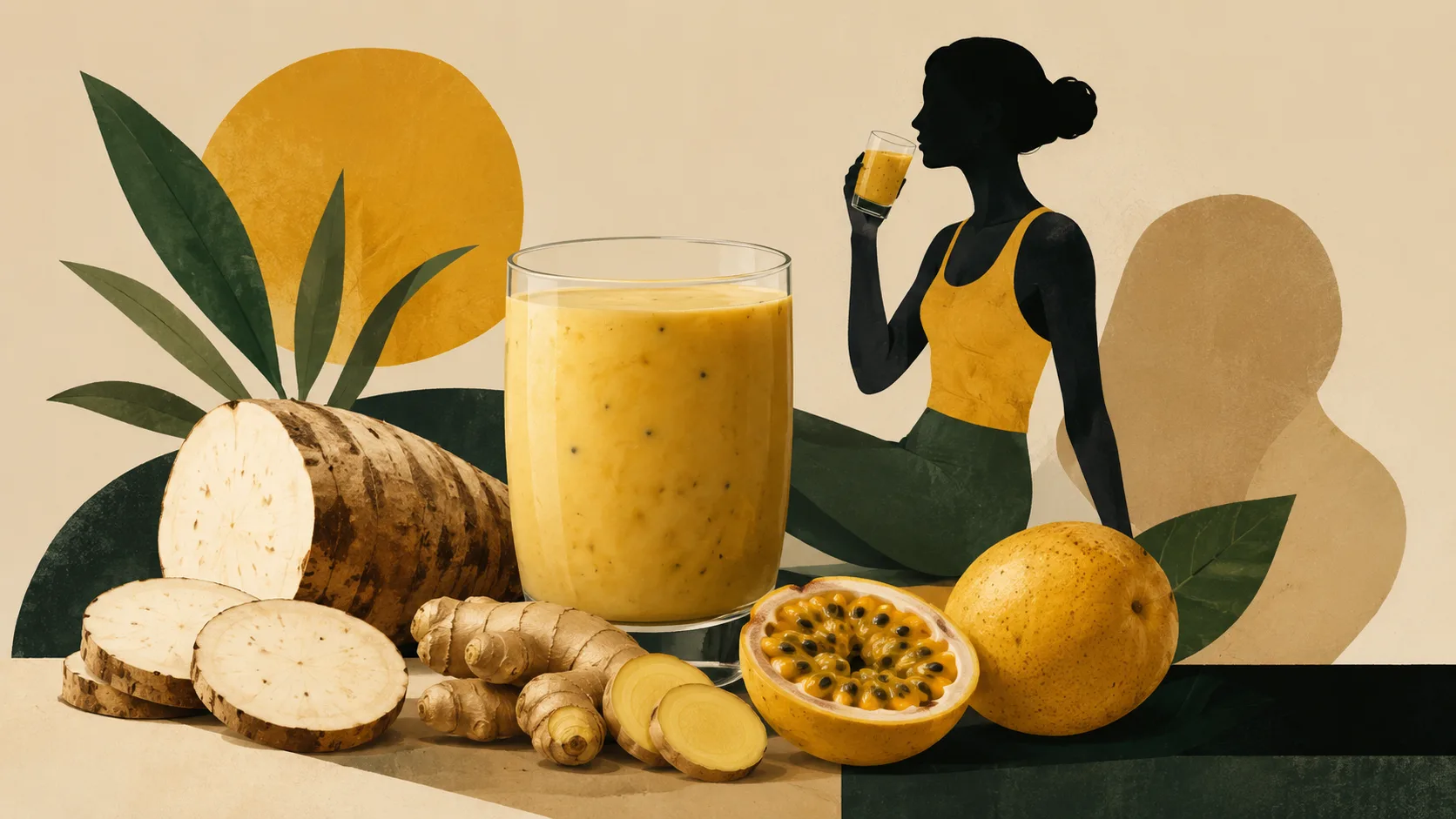 Benefícios do Inhame com gengibre e maracujá: Suco virou alternativa para quem busca bebidas cremosas, preparo rápido e poucos ingredientes no dia a dia