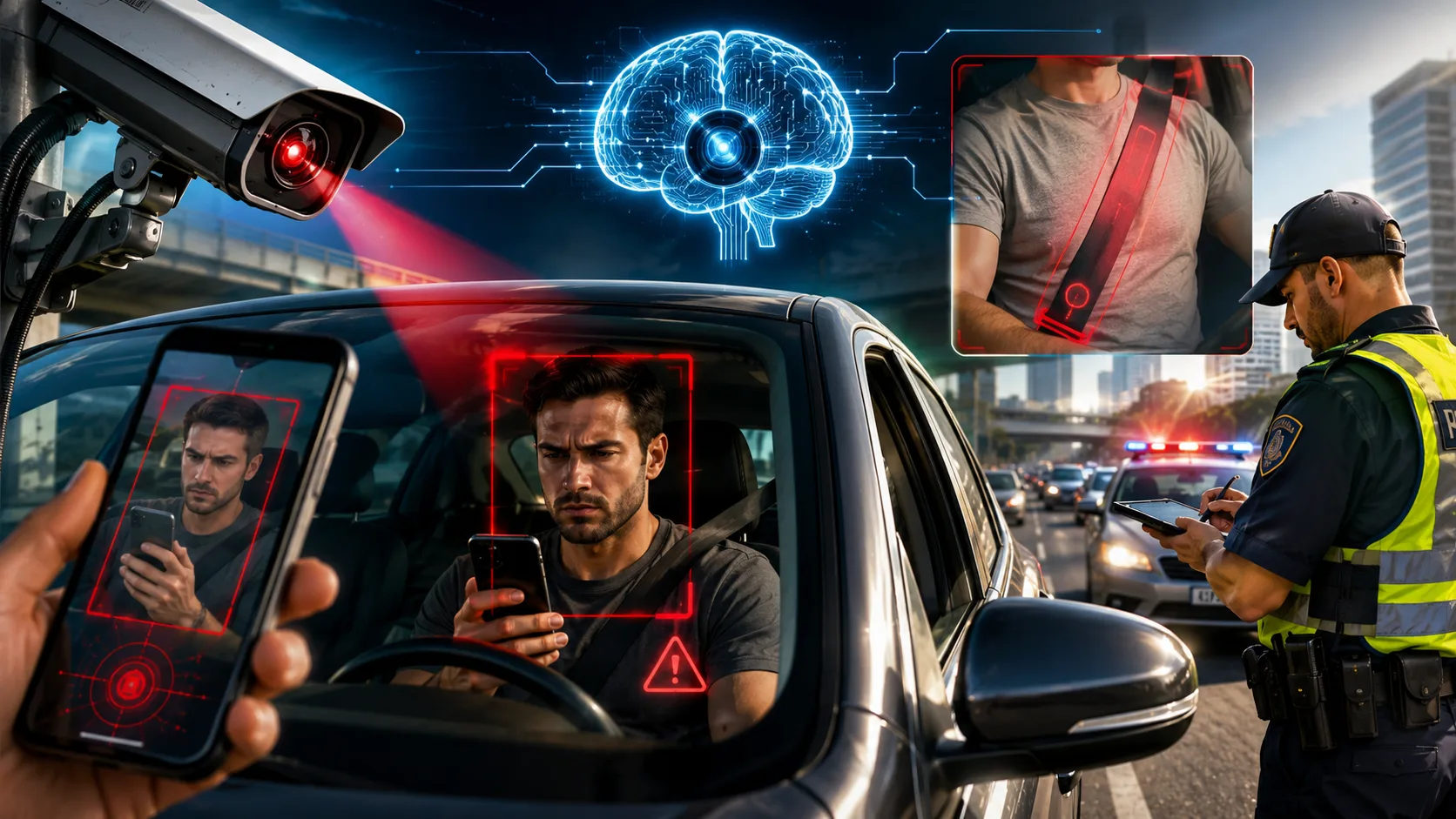 Multas com IA no trânsito: entenda como câmeras inteligentes identificam celular e falta de cinto