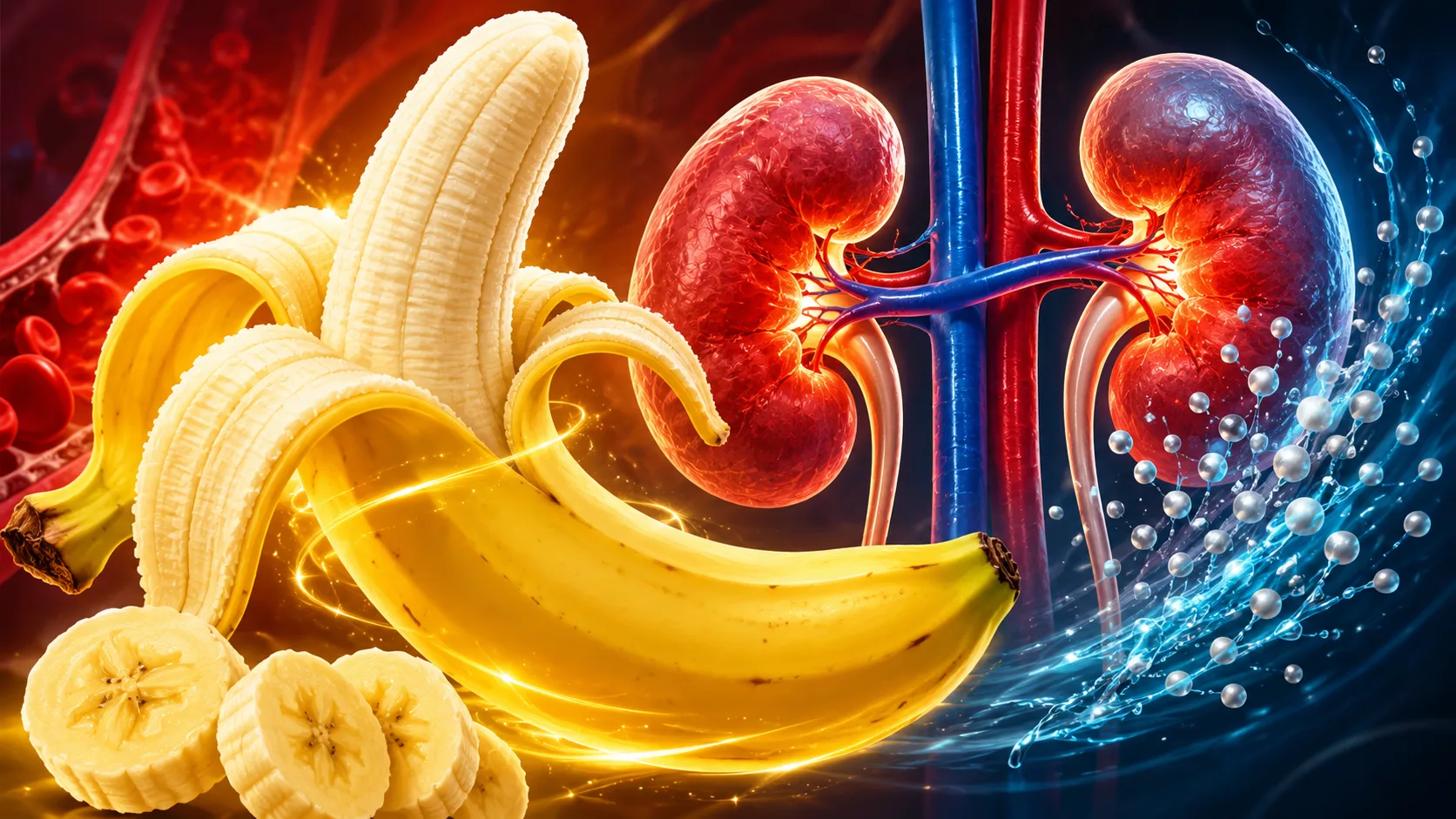 Pressão alta: Estudos indicam que o potássio da banana ajuda os rins a eliminar sódio e pode contribuir para redução da pressão arterial