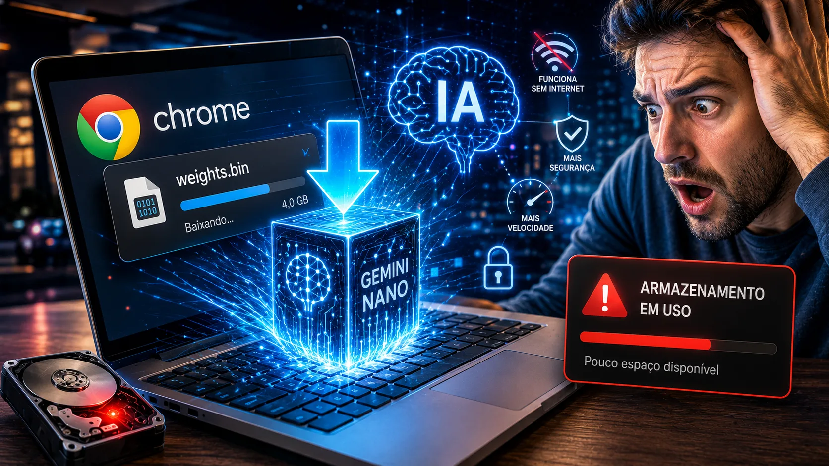 Chrome está ocupando até 4 GB sozinho no PC e usuários descobriram IA escondida rodando no navegador