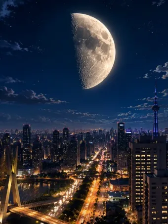 Fase da Lua Hoje (26/05/2026): Lua Crescente Gibosa ilumina céu antes da virada lunar