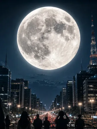Lua Cheia ilumina o céu neste sábado (30/05/2026) com brilho de 98%