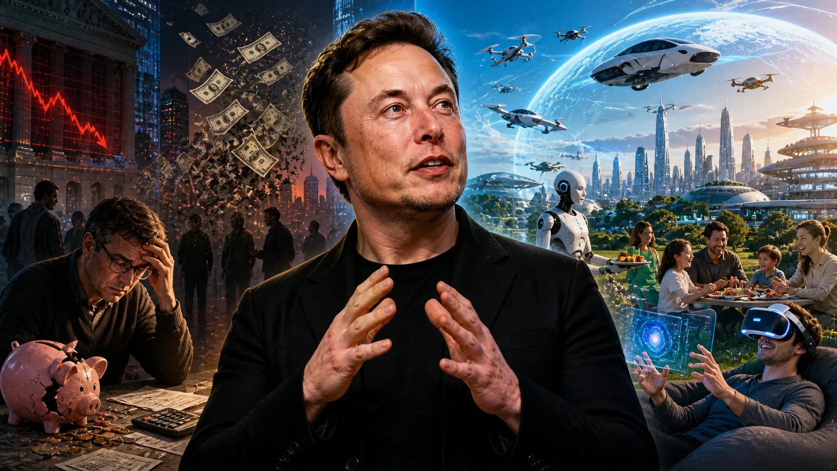 Aposentadoria acabou? Musk diz que guardar dinheiro será inútil e revela futuro radical com inteligência artificial e renda básica universal