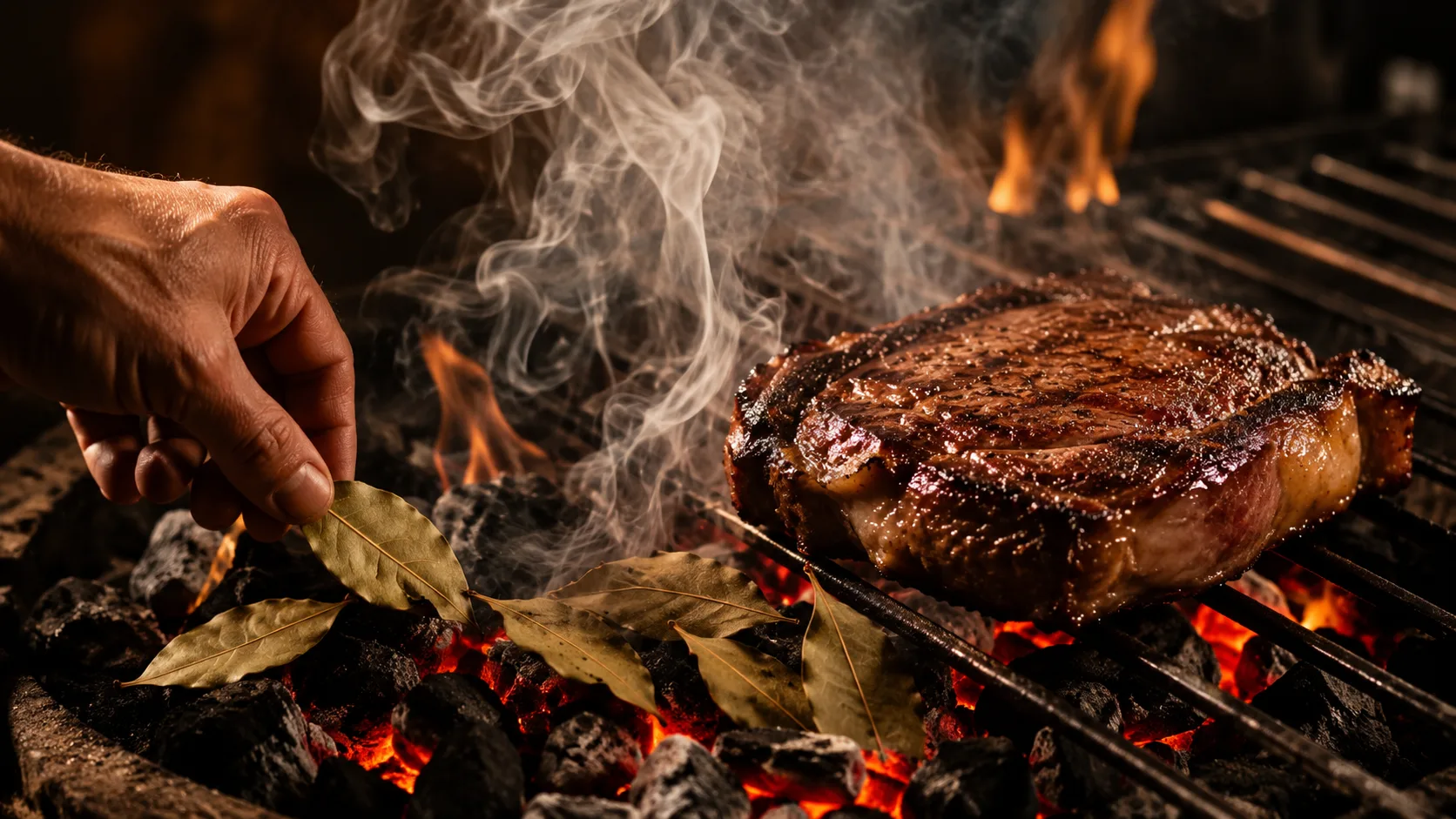 O truque simples com folha de louro nas brasas está mudando o cheiro e o sabor do churrasco sem alterar o preparo da carne