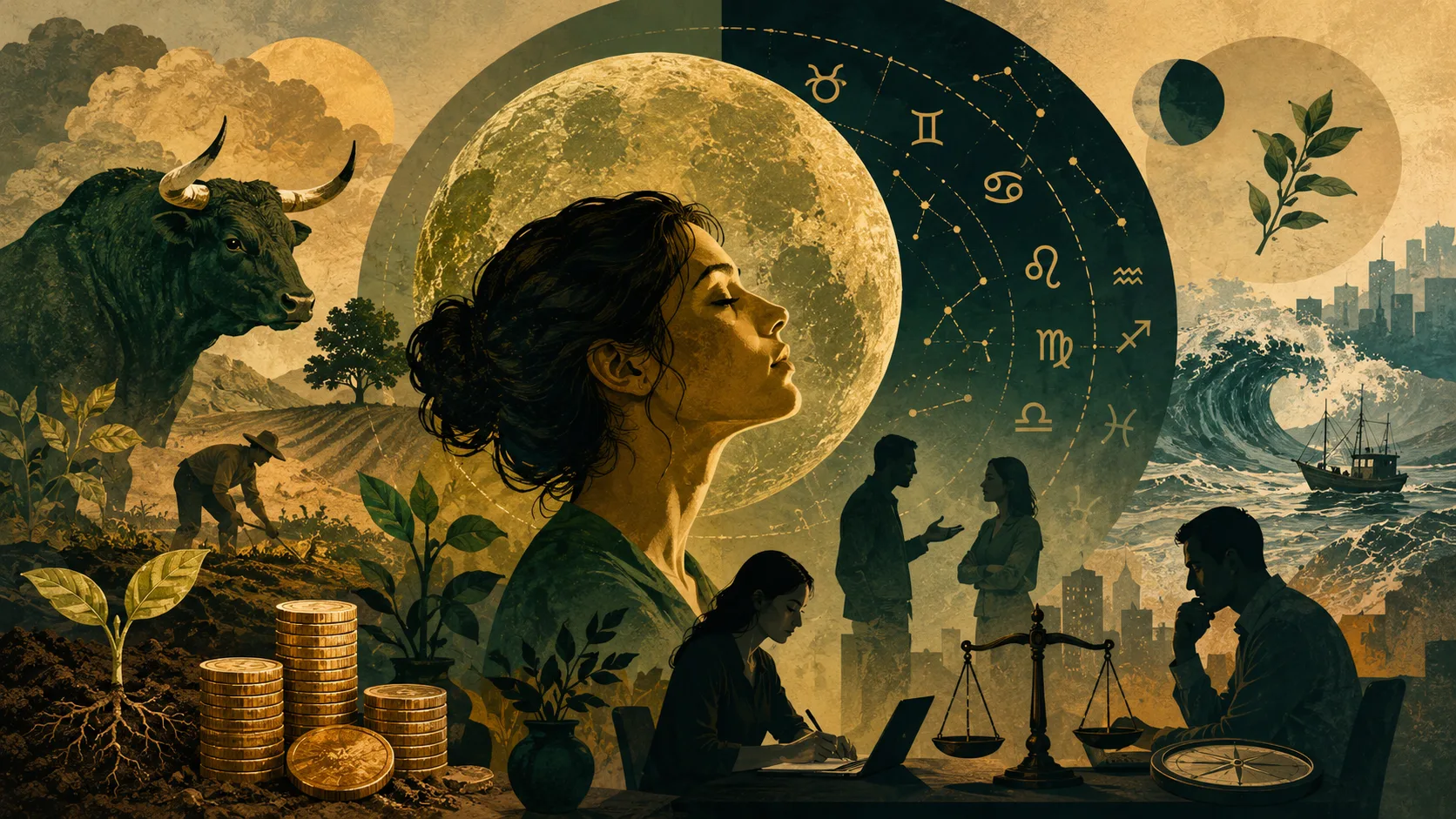 Horóscopo de Hoje (18/05/2026): Lua Nova em Touro mexe com emoções, dinheiro, marés e decisões dos signos