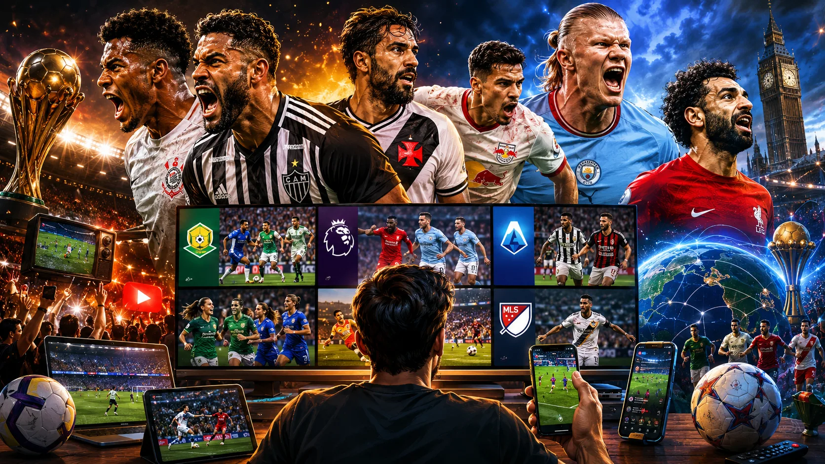 Jogos de hoje (24/05/26): veja onde assistir futebol ao vivo na TV, YouTube e streaming neste domingo
