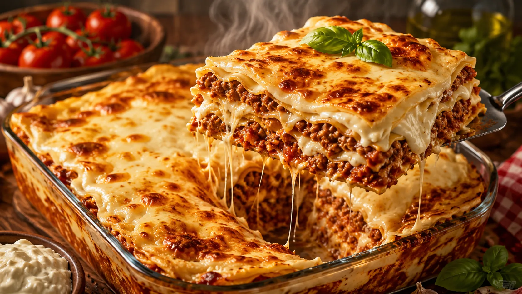 Lasanha à bolonhesa com molho branco aposta em molho cremoso e carne marinada para conquistar o almoço da família