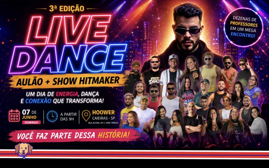 Live Dance chega à 3ª edição em Caieiras com aulão, show e dezenas de professores convidados
