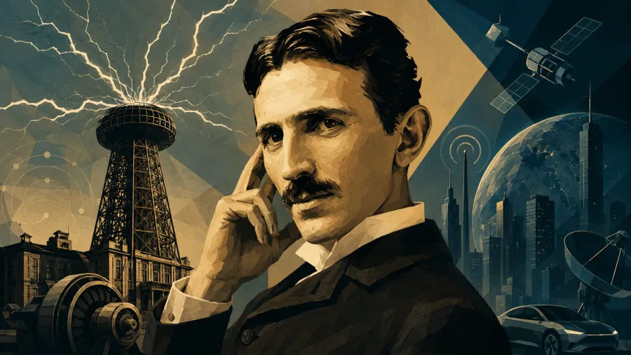 Nikola Tesla se tornou referência em ciência e tecnologia após antecipar ideias ligadas à eletricidade, radiofrequência e energia sem fio décadas antes delas existirem.