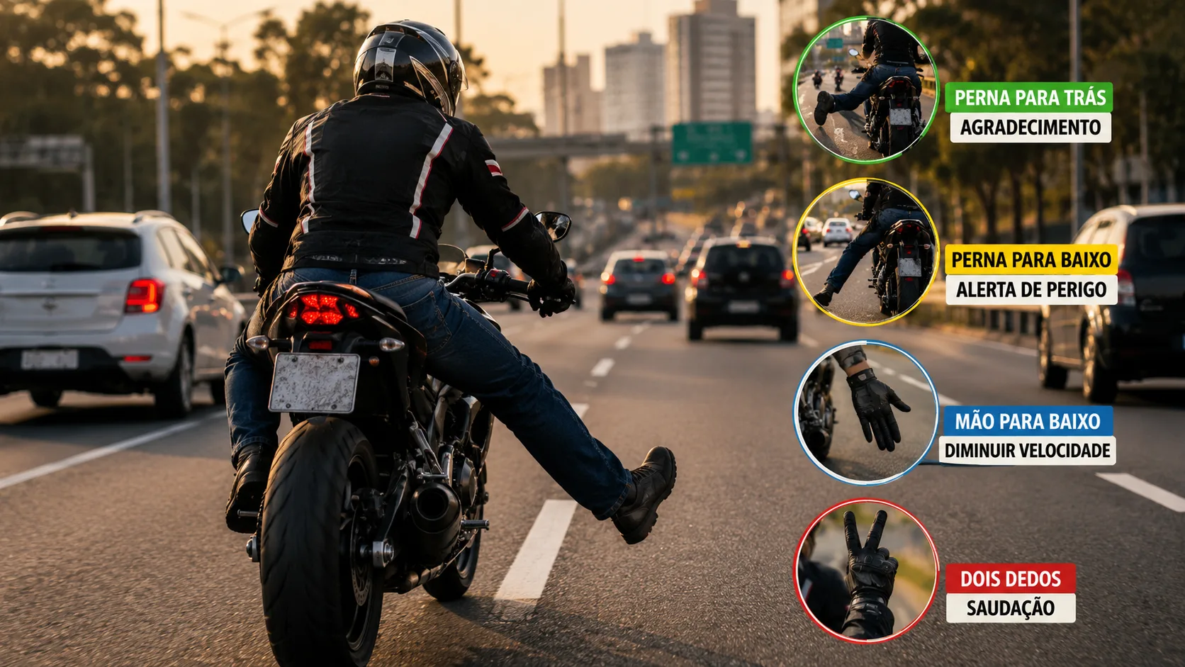 Por que motociclistas esticam a perna durante a pilotagem e o que isso realmente quer dizer