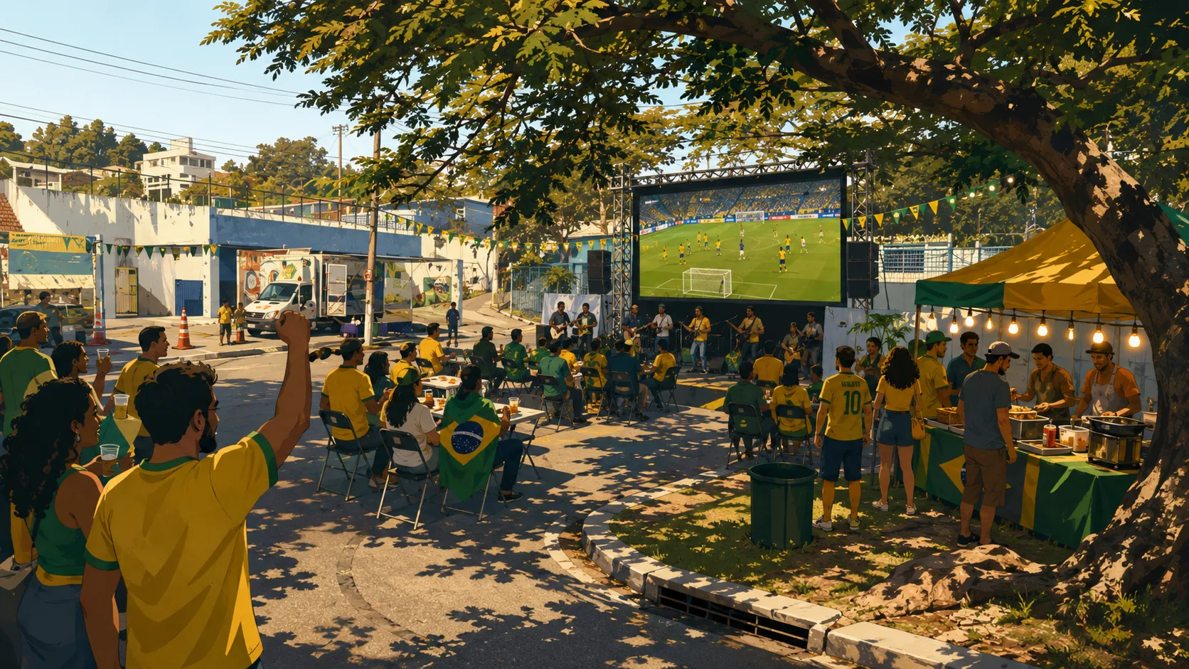 Caieiras prepara telão para jogos do Brasil e evento promete reunir torcida, shows e comida na rua