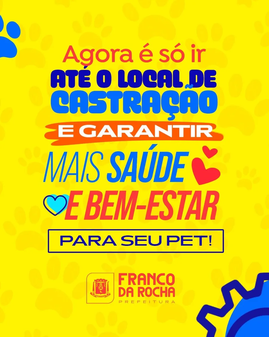 O CastraPet está com inscrições abertas em Franco da Rocha e permite que tutores solicitem a castração gratuita de seus animais por meio de cadastro online.