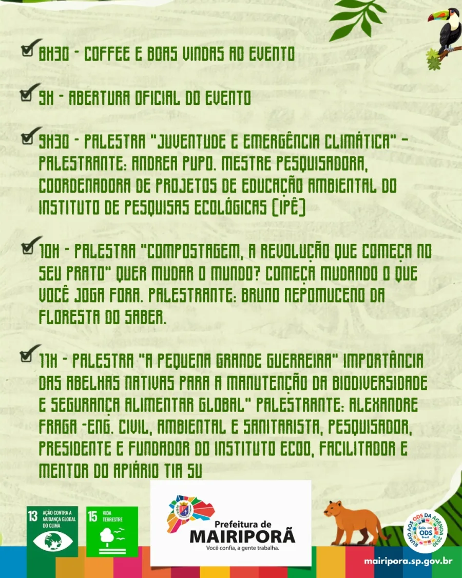 Semana do Meio Ambiente em Mairiporã: palestras, ciência e preservação ambiental