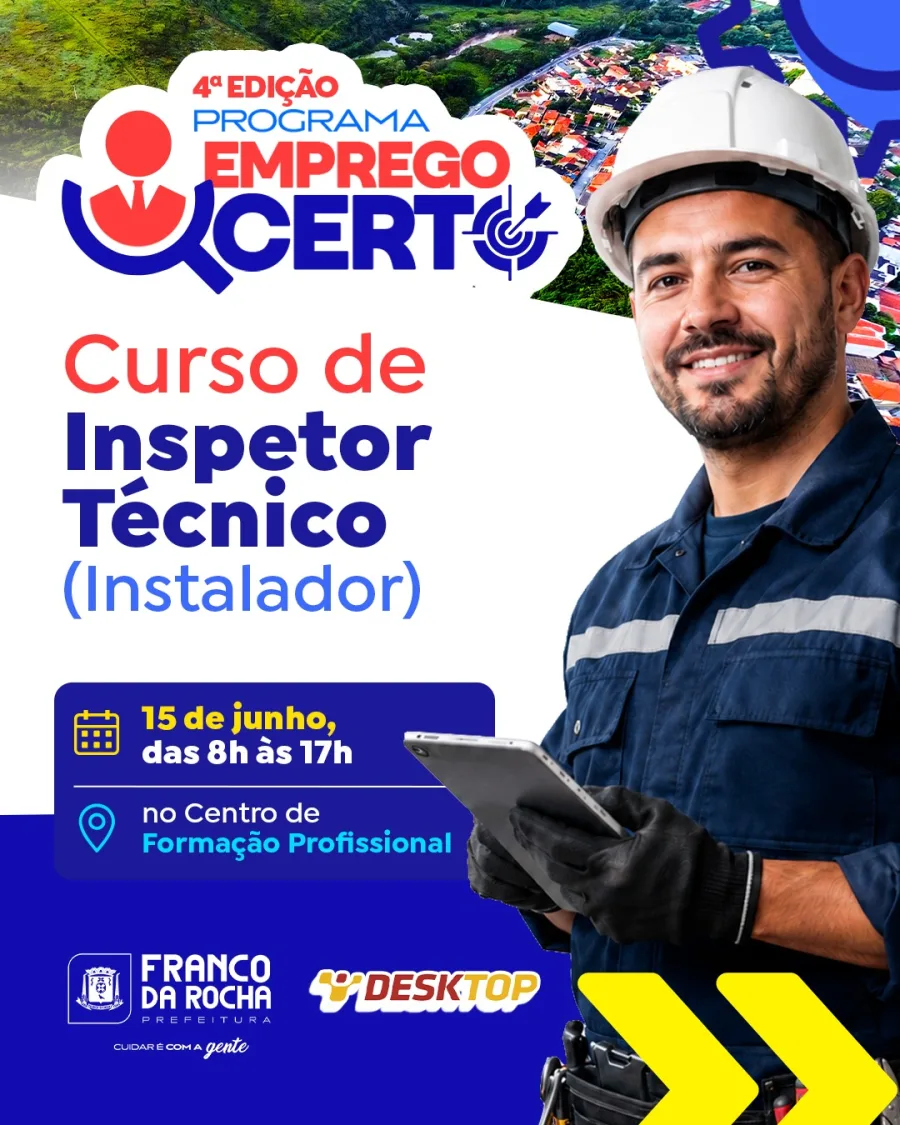 A iniciativa é resultado de uma parceria entre a Prefeitura de Franco da Rocha e a empresa Desktop, com o objetivo de ampliar a capacitação profissional e aproximar trabalhadores das demandas do mercado.
