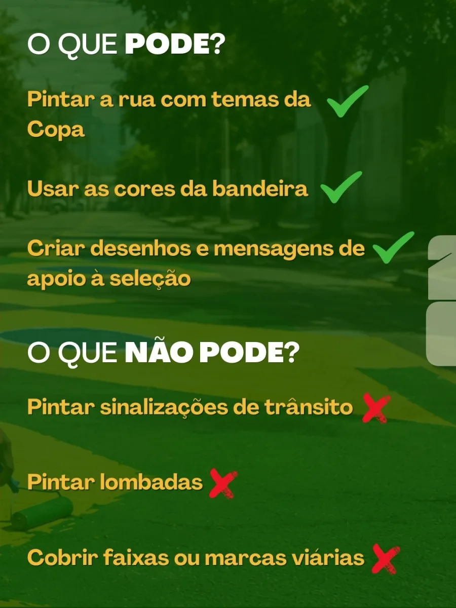 Pode pintar a rua para a Copa do Mundo? Cidade esclarece o que moradores precisam saber
