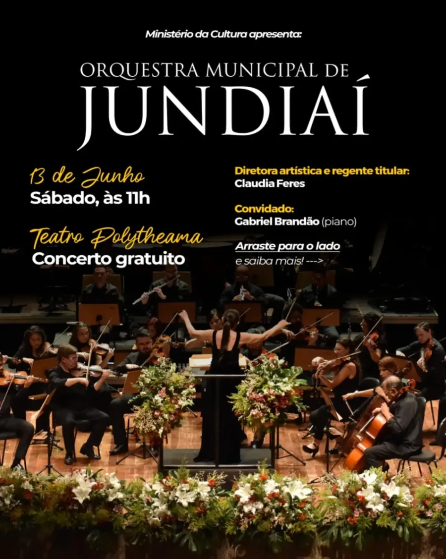 O Teatro Polytheama recebe mais uma apresentação da temporada 2026 da Orquestra Municipal de Jundiaí, desta vez com entrada gratuita e repertório dedicado a compositores consagrados da música clássica.
