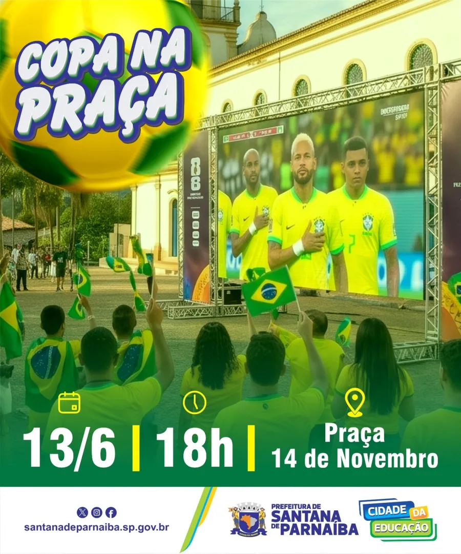 A Prefeitura de Santana de Parnaíba preparou uma estrutura especial para acompanhar a partida da Seleção Brasileira. A programação prevê encontro de torcedores, telão e ambiente voltado para famílias.