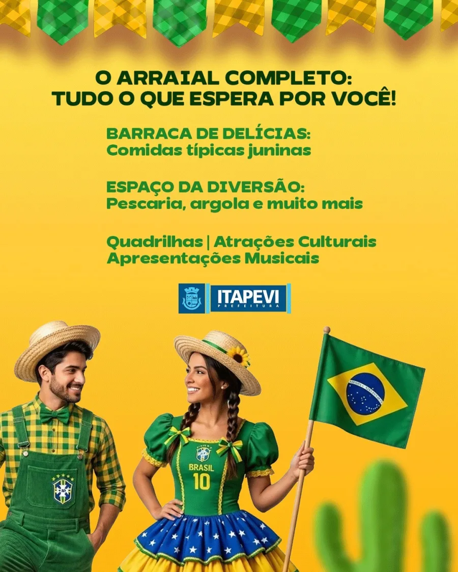 Marcado para 20 de junho, o evento acontece na Arena Hexa, no Parque da Cidade, e aposta na mistura entre a tradição das festas juninas e o clima de torcida brasileira.
