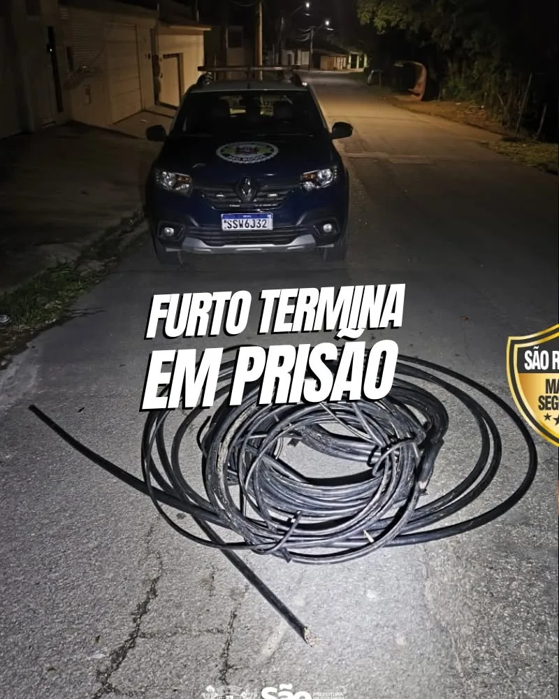 A GCM de São Roque prendeu três suspeitos de participação no furto de cabos telefônicos na região do Jardim Caparelli.