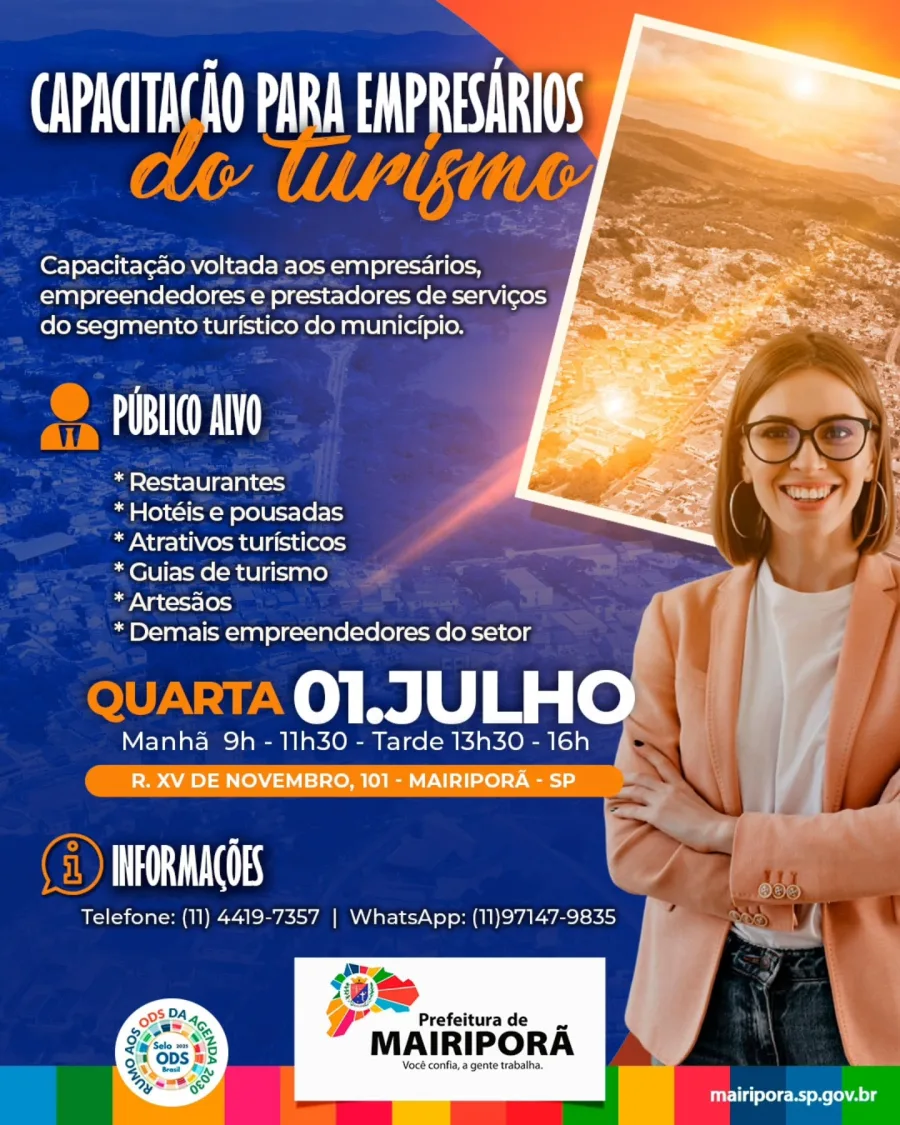 Mairiporã realizará uma capacitação para empresários, empreendedores e prestadores de serviços ligados ao turismo do município.