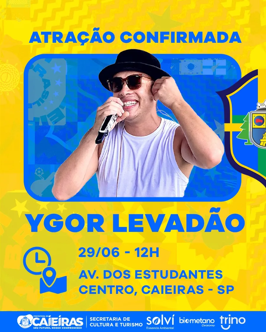 A programação começa às 12h com Ygor Levadão, brindes e feira gastronômica antes da partida, marcada para as 14h desta segunda-feira.