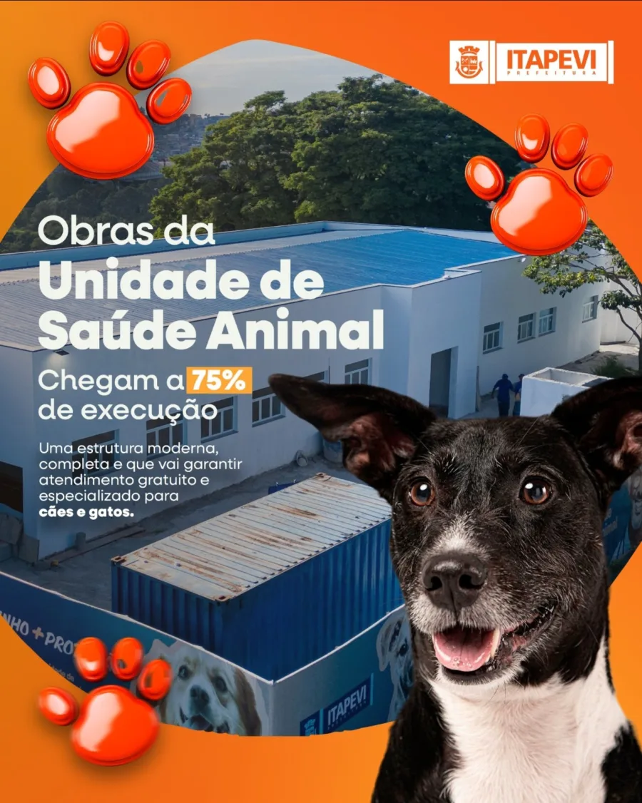 A Unidade de Saúde Animal de Itapevi chegou a 75% das obras e está sendo construída no Jardim Julieta para ampliar o atendimento veterinário público municipal.