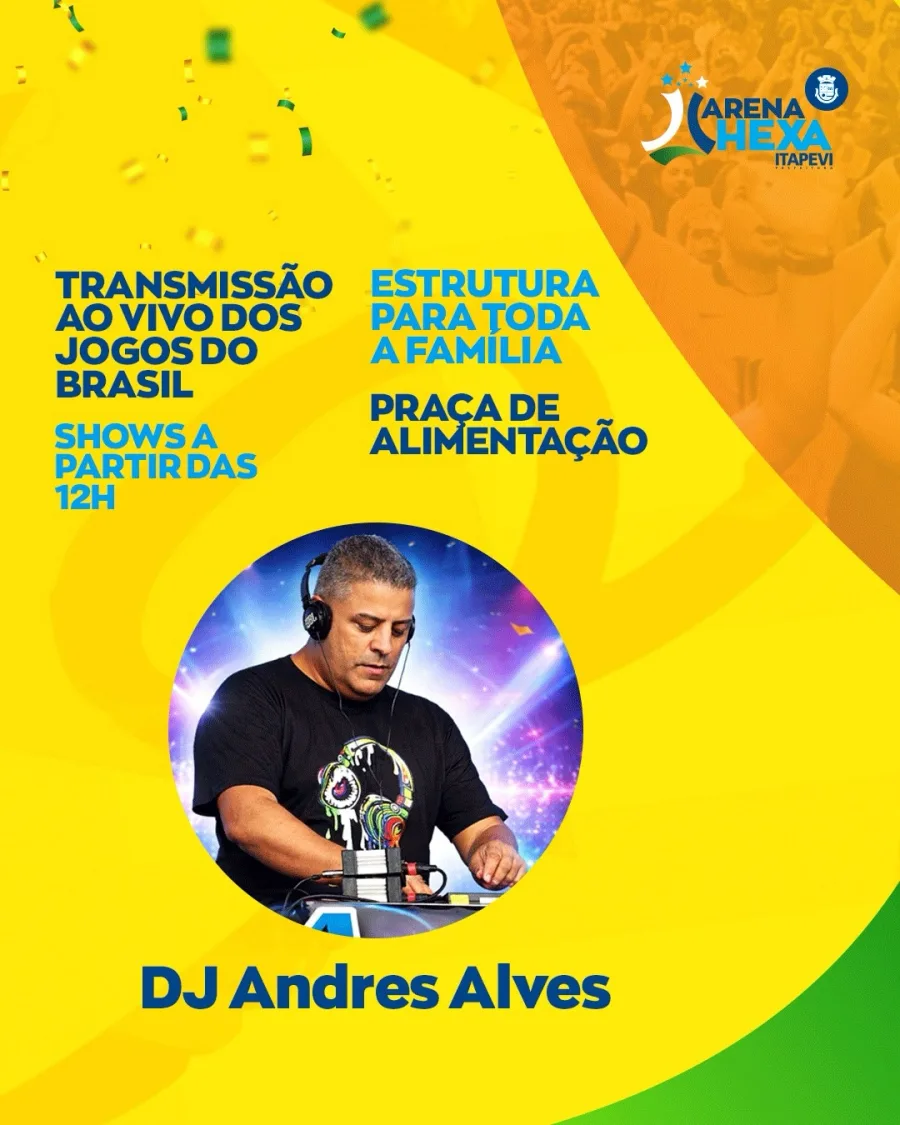 Itapevi terá Arena Hexa nesta segunda-feira, 29 de junho, para a transmissão de Brasil x Japão em clima de torcida coletiva.