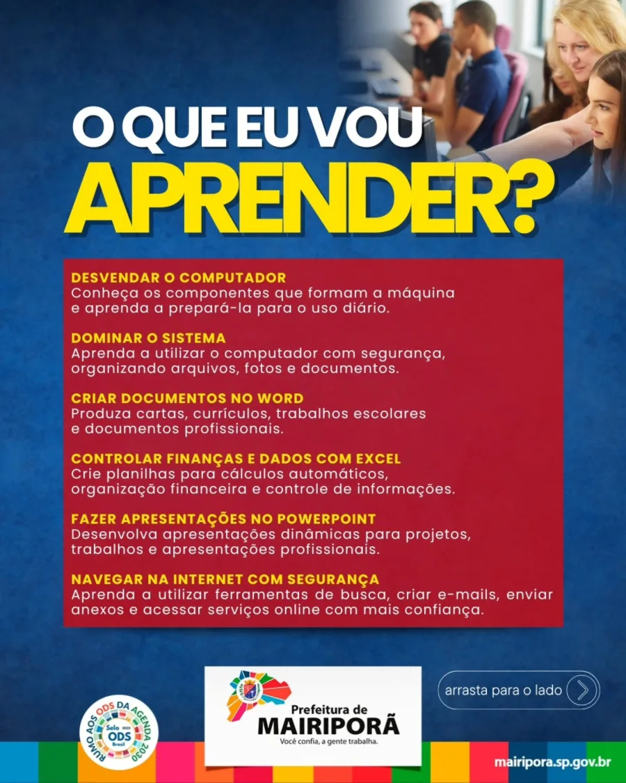 A turma da tarde terá aulas de terça a sexta-feira, das 13h às 17h, entre 1º de julho e 9 de setembro de 2026.
