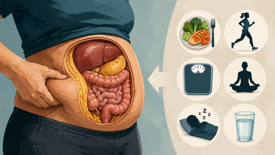 Pesquisas apontam que mudanças na alimentação, prática de exercícios e controle do peso podem contribuir para reduzir esse tipo de gordura, considerada uma das mais preocupantes para a saúde.