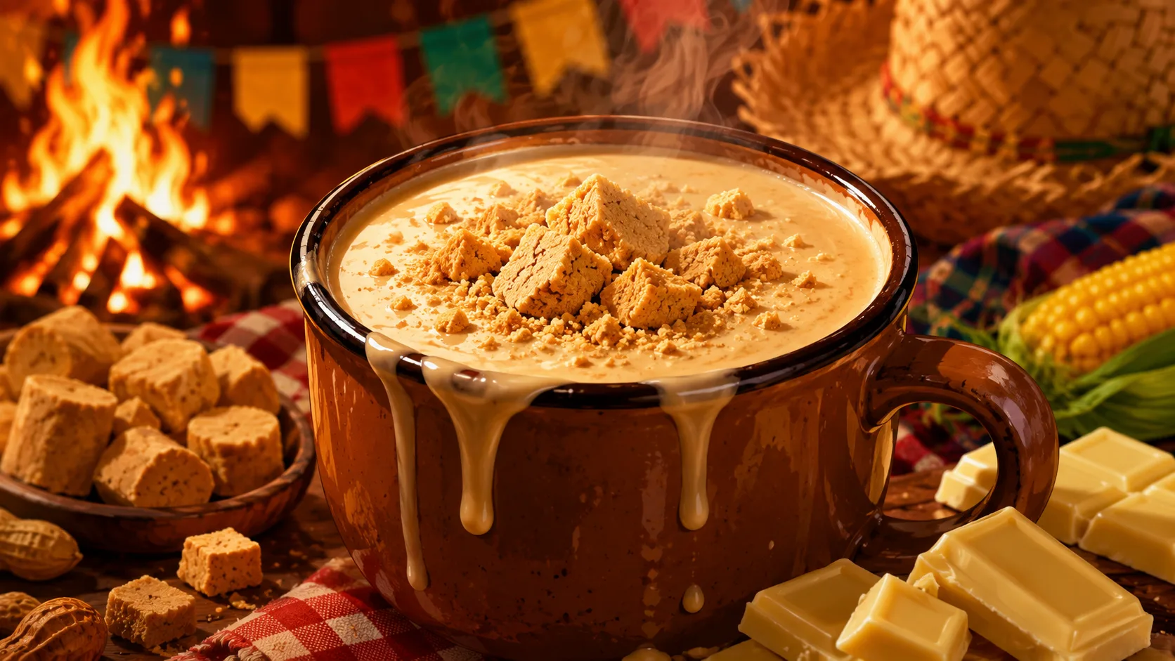 Receita de chocolate quente com paçoca ganha versão especial e entra no clima das festas juninas