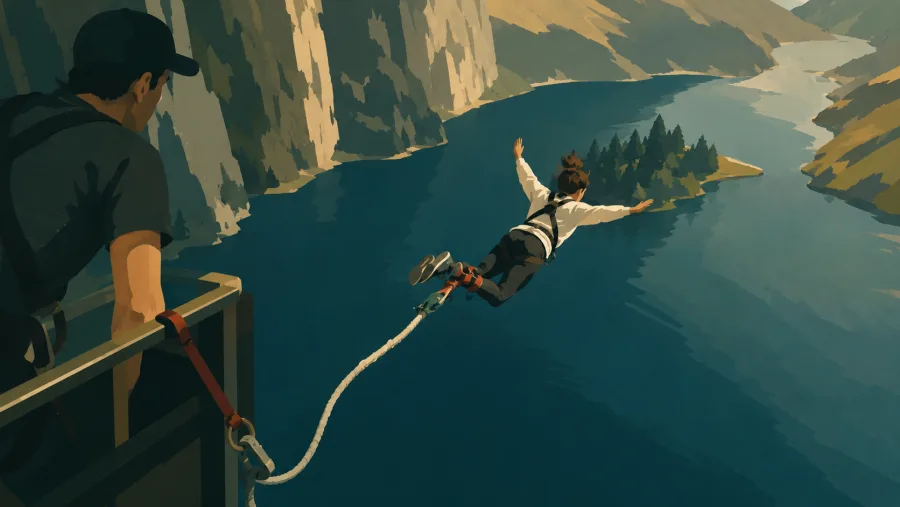 Diferente do bungee jump, o Rope Jump utiliza cordas sem elasticidade e cria um movimento pendular após a queda. O esporte reúne adrenalina, técnica de escalada e gestão de risco.