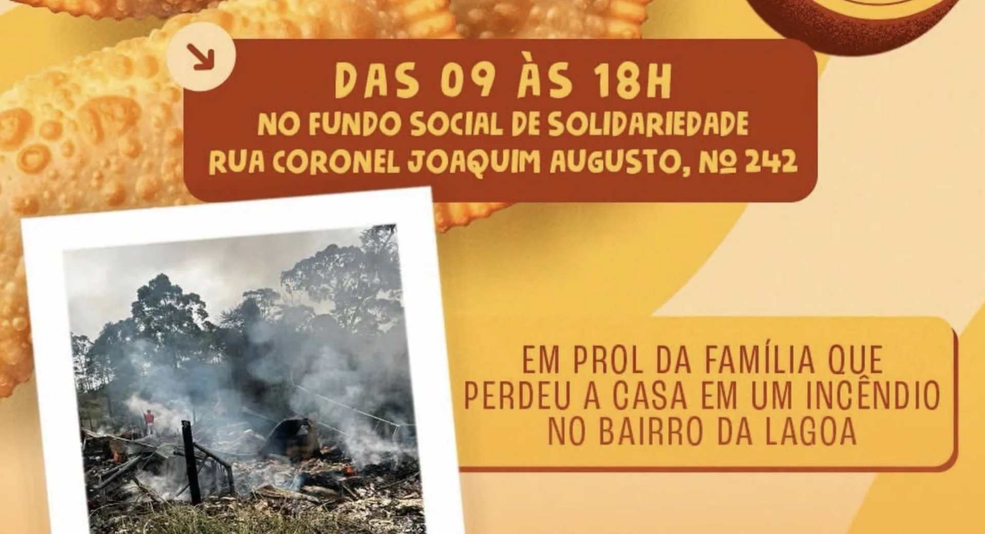 Araçariguama (SP) realiza Pastel Solidário para ajudar família que perdeu bens em incêndio