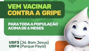 Pirapora do Bom Jesus realiza Dia D contra a gripe em 27 de junho, das 8h às 16h, nas USFs 3 e 4, para toda a população acima de 6 meses
