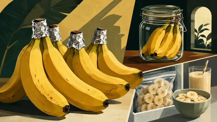 A técnica busca limitar a ação do gás etileno liberado pelas frutas e surge como alternativa simples para quem deseja aumentar a durabilidade das bananas.